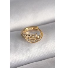 316L Çelik Gold Renk Zirkon Taşlı Ay Yıldız Model Tragus Piercing - TJ-PR1322