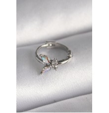 316L Çelik Gümüş Renk Zirkon Taşlı Kelebek Model Tragus Piercing - TJ-PR1327