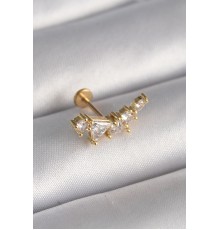316L Çelik Gold Renk Zirkon Taşlı Tragus Piercing - TJ-PR1336