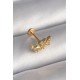 316L Çelik Gold Renk Zirkon Taş Detaylı Yaprak Model Tragus Piercing - TJ-PR1342