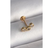 316L Çelik Gold Renk Zirkon Taşlı Tragus Piercing - TJ-PR1348