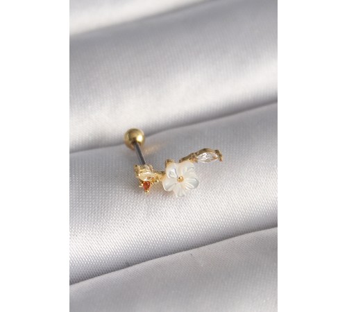 316L Çelik Gold Renk Zirkon Taş Detaylı Beyaz Çiçek Model Tragus Piercing - TJ-PR1356 316L Çelik Gold Renk Zirkon Taş Detaylı Beyaz Çiçek Model Tragus Piercing - TJ-PR1356