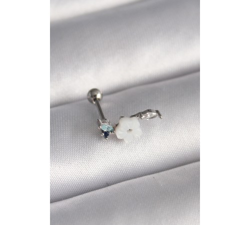 316L Çelik Gümüş Renk Zirkon Taş Detay Beyaz Çiçek Model Tragus Piercing - TJ-PR1357 316L Çelik Gümüş Renk Zirkon Taş Detay Beyaz Çiçek Model Tragus Piercing - TJ-PR1357