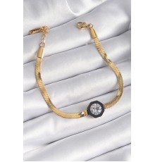 316L Çelik Gold Renk Zirkon Taşlı İtalyan Zincir Model Kadın Bileklik - TJ-BB6478