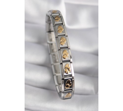 316L Çelik Gümüş Renk Gold Kalp İşleme Nomination Model Kadın Bileklik - TJ-BB6480 316L Çelik Gümüş Renk Gold Kalp İşleme Nomination Model Kadın Bileklik - TJ-BB6480