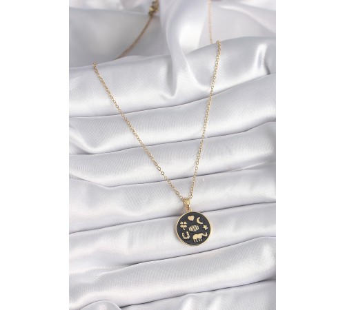 316L Çelik Gold Renk Siyah Şans Kolyesi - TJ-BKO9547 316L Çelik Gold Renk Siyah Şans Kolyesi - TJ-BKO9547