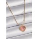 316L Çelik Gold Renk Pembe Kedi Gözü Sedefli Kalp Model Kadın Kolye - TJ-BKO9553