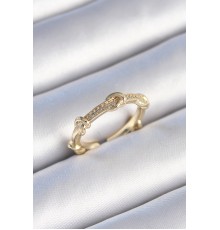 Pirinç Gold Renk Zirkon Taşlı Düğüm Model Kadın Yüzük - TJ-BYK3454