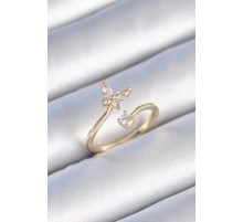 Pirinç Gold Renk Zirkon Taşlı Kelebek Model Kadın Yüzük - TJ-BYK3468