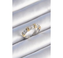 Pirinç Gümüş Renk Zirkon Taşlı XOXO Model Ayarlamalı Yüzük - TJ-BYK3477