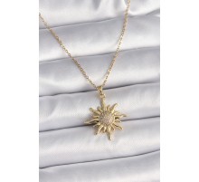 316L Çelik Gold Renk Zirkon Taşlı Güneş Model Kadın Yüzük - TJ-BKO9565