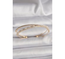 Pirinç Gold Renk Su Yolu Zirkon Taşlı Kadın Bileklik - TJ-BB6531