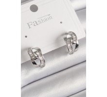 Pirinç Gümüş Renk Zirkon Taşlı Zincir Model Kadın Küpe - TJ-BKP9793