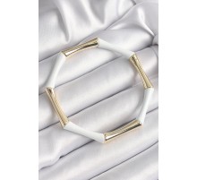 Pirinç Gold Beyaz Renk Lastikli Bambu Model Kadın Bileklik - TJ-BB6574