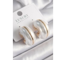 Pirinç Gold Renk İncili Yarım Halka Model Vintage Kadın Küpe - TJ-BKP9804