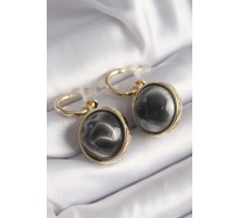 Pirinç Gold Renk Oniks Doğal Taşlı Vintage Kadın Küpe - TJ-BKP9805