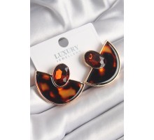 Pirinç Gold Renk Leopar Desen Yelpaze Model Vintage Kadın Küpe - TJ-BKP9808