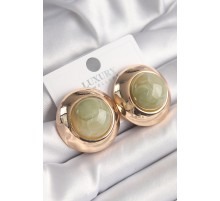 Pirinç Gold Renk Su Yeşili Doğal Taş Vintage Kadın Küpe - TJ-BKP9827