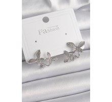 Pirinç Gümüş Renk Zirkon Taşlı Kelebek Model Kadın Küpe - TJ-BKP9839