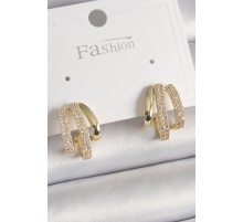 Pirinç Gold Renk Zirkon Taşı Kadın Küpe - TJ-BKP9903