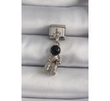 316L Çelik Gümüş Renk Sallantı Astronot Model Yıldız Detay Nomination Charm - TJ-BC1112
