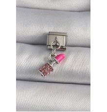 316L Çelik Gümüş Renk Sallantı Zirkon Taşlı Ruj Model Nomination Charm - TJ-BC1113
