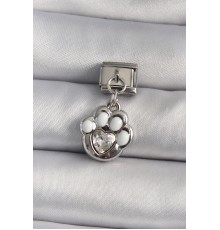 316L Çelik Gümüş Renk Sallantı Zirkon Taşlı Pati Model Nomination Charm - TJ-BC1137