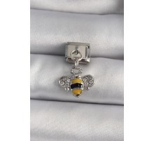 316L Çelik Gümüş Renk Sallantı Zirkon Taşlı Arı Model Nomination Charm - TJ-BC1143