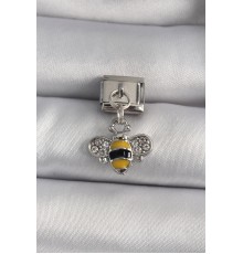 316L Çelik Gümüş Renk Sallantı Zirkon Taşlı Arı Model Nomination Charm - TJ-BC1143