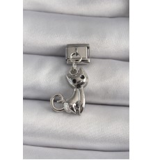 316L Çelik Gümüş Renk Sallantı Kedi Model Nomination Charm - TJ-BC1146