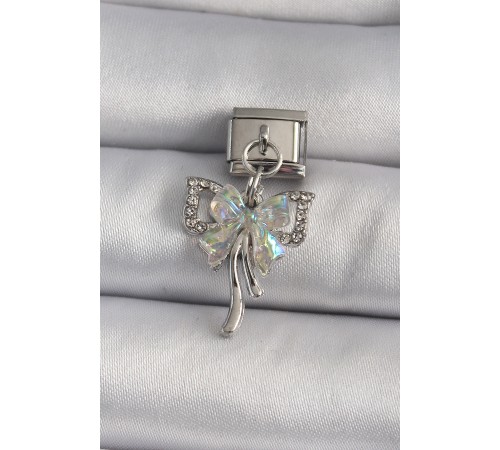316L Çeik Gümüş Renk Sallantı Zirkon Taşı Fiyonk Model Nomination Charm - TJ-BC1156 316L Çeik Gümüş Renk Sallantı Zirkon Taşı Fiyonk Model Nomination Charm - TJ-BC1156