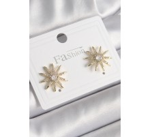 Pirinç Gold Renk Zirkon Taşlı Yıdız Model Kadın Küpe - TJ-BKP9949