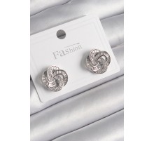 Pirinç Gümüş Renk Zirkon Taşlı Çiçek Model Kadın Küpe - TJ-BKP9984
