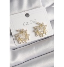 Pirinç Gold Renk Zirkon Taşlı Daire Model Kadın Küpe - TJ-BKP9995