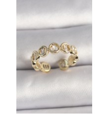 Pirinç Gold Renk Zirkon Taşlı Ayarlanabilir Yüzük - TJ-BYK3555