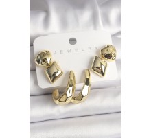 Gold Renk Kalp Halka Model CCB Plastik Kadın Küpe Seti - TJ-BKP10020