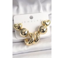 Gold Renk İşlemeli Daire Halka Model CCB Kadın Küpe Seti - TJ-BKP10026