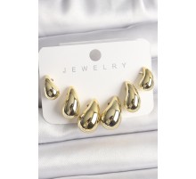 Gold Renk 3'Lü Damla Model CCB Plastik Kadın Küpe Seti - TJ-BKP10030