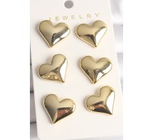Gold Renk 3'Lü Kalp Model CCB Plastik Kadın Küpe Seti - TJ-BKP10038