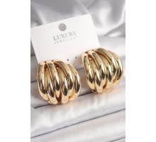 Pirinç Gold Renk Çoklu Halka Model Kadın Küpe - TJ-BKP10045