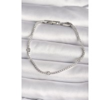 Pirinç Gümüş Renk Zirkon Taşlı Kadın Bileklik - TJ-BB6620