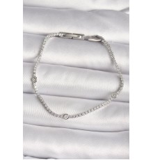 Pirinç Gümüş Renk Zirkon Taşlı Kadın Bileklik - TJ-BB6620