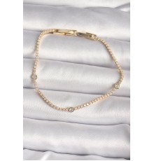 Pirinç Gold Renk Zirkon Taşlı Kadın Bileklik - TJ-BB6621