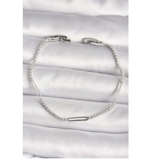 Pirinç Gümüş Renk Su Yolu Zirkon Taşlı Kadın Bileklik - TJ-BB6622