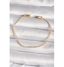 Pirinç Gold Renk Su Yolu Zirkon Taşlı Kadın Bileklik - TJ-BB6623