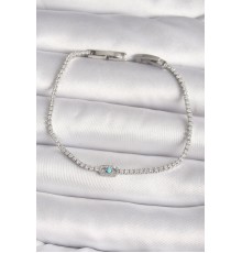 Pirinç Gümüş Renk Su Yolu Zirkon Taşlı Messika Model Mavi Taşlı Kadın Bileklik - TJ-BB6624