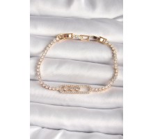 Pirinç Gold Renk Su Yolu Zirkon Taşlı Messika Model Kadın Bileklik - TJ-BB6629