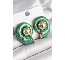 Pirinç Gold Renk Yeşil Mineli Salyangoz Model Kadın Küpe - TJ-BKP10047