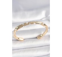 Pirinç Gold Renk Zirkon Taşlı İncili Kadın Bilezik - TJ-BB6646