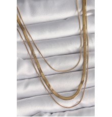 316L Çelik Gold Renk 3'Lü İtalyan Zincir Model Kadın Kolye - TJ-BKO9739